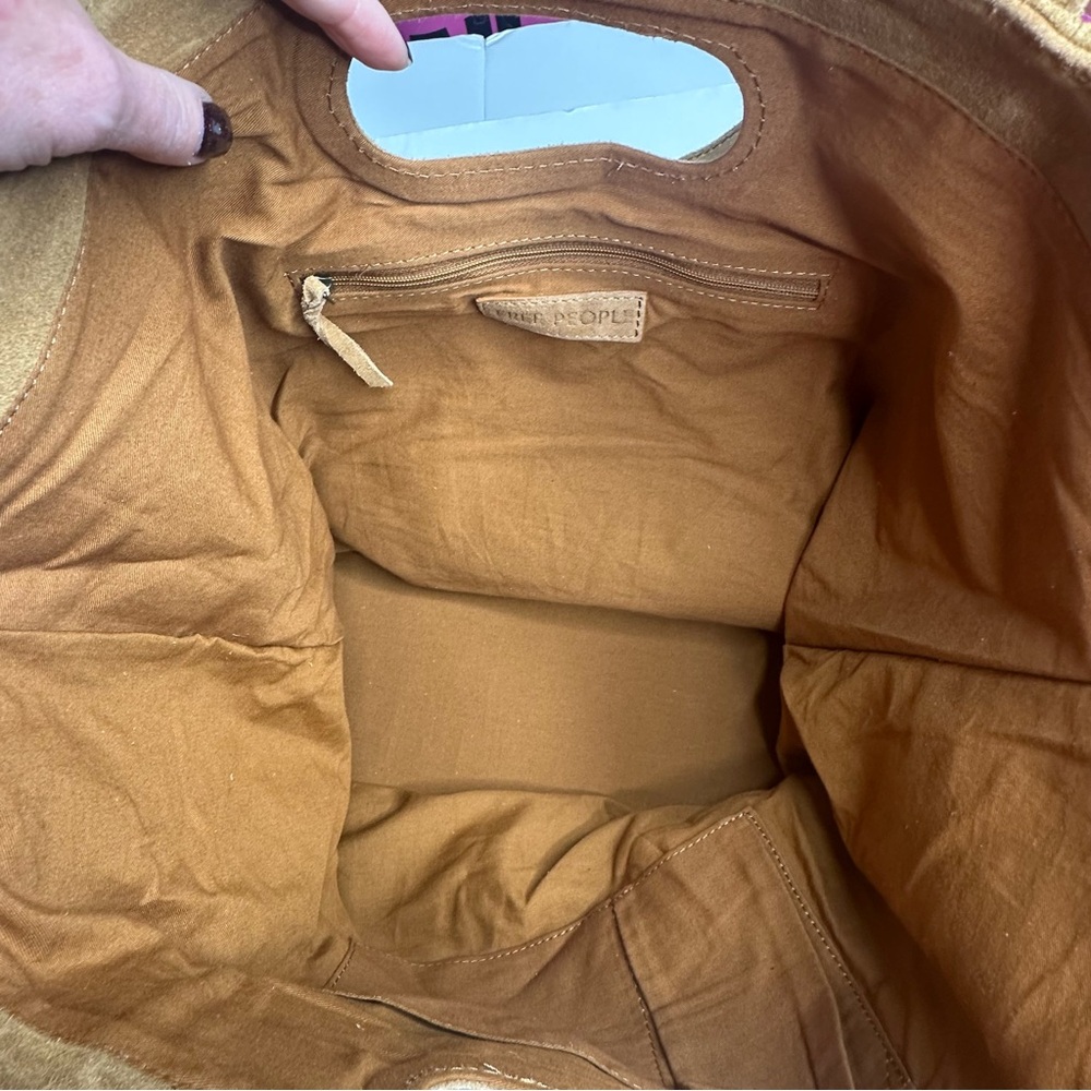 NWT FREE PEOPLE Suede Caravan Tote Bag - Saddle - Picture 13 of 13
